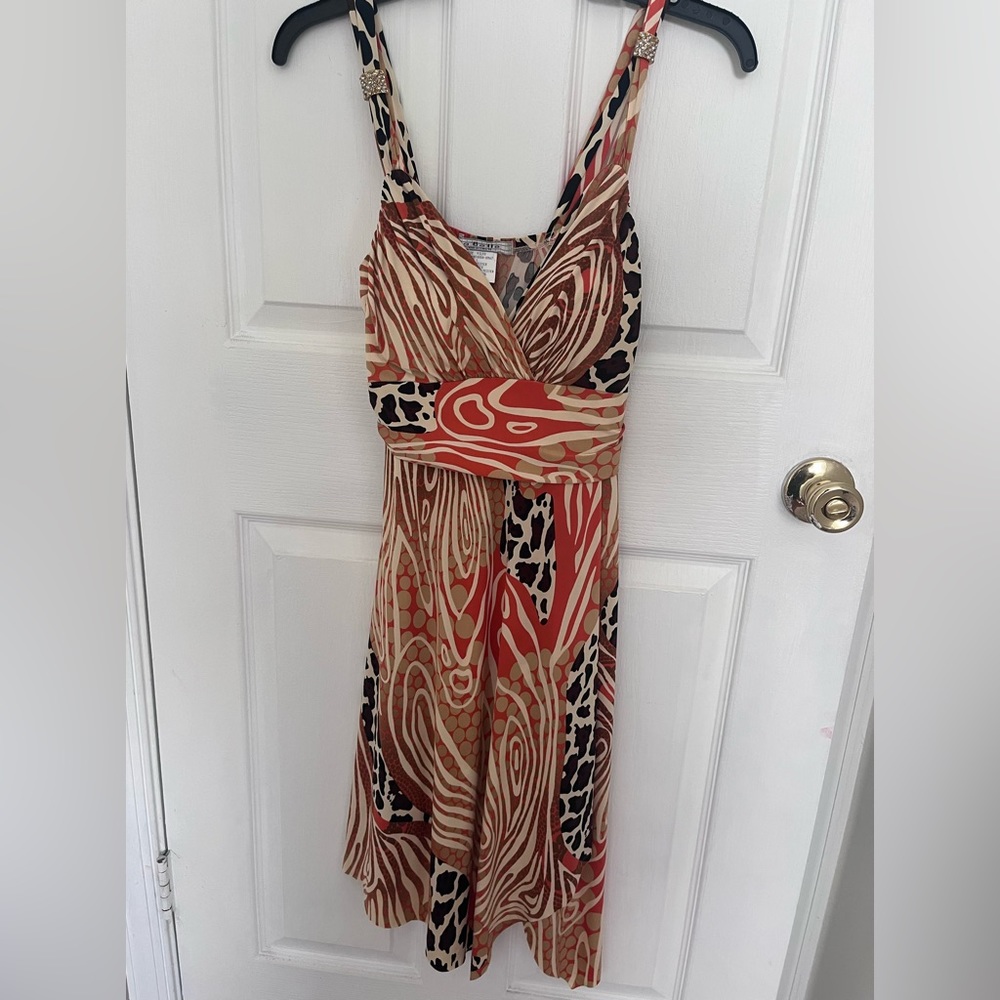 LaBelle dress large multi colored orange theme